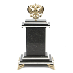 Часы настольные бронзовые с Гербом России из натурального камня Змевик Stone Clock варинант исполнения - 3 | Loft Concept в Саратове