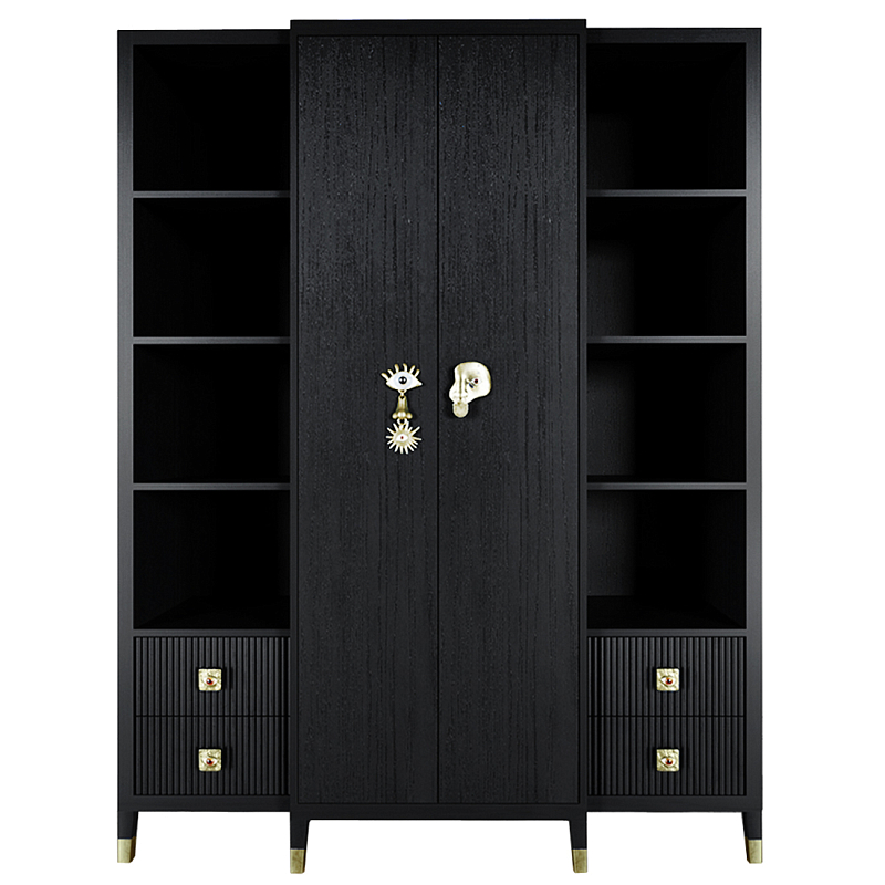 Большой шкаф с витриной Elsa Dreams Black Черный Золотой Большой шкаф с витриной Elsa Dreams Black Черный Золотой в Саратове | Loft Concept