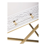 Приставной столик с выдвижным ящиком  White Table Carved Pattern варинант исполнения - 5 | Loft Concept в Саратове