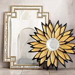 Зеркало-солнце в раме золотого и черного цвета Rays of Peace варинант исполнения - 3 | Loft Concept в Саратове