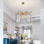 Люстра на подвесе с каркасом из металла и цветными подвесками из стекла Droplet Chandelier варинант исполнения - 1 | Loft Concept в Саратове