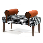 Банкетка Banquette PIED DE POULE Orange с принтом гусиная лапка Оранжевые валики варинант исполнения - 3 | Loft Concept в Саратове