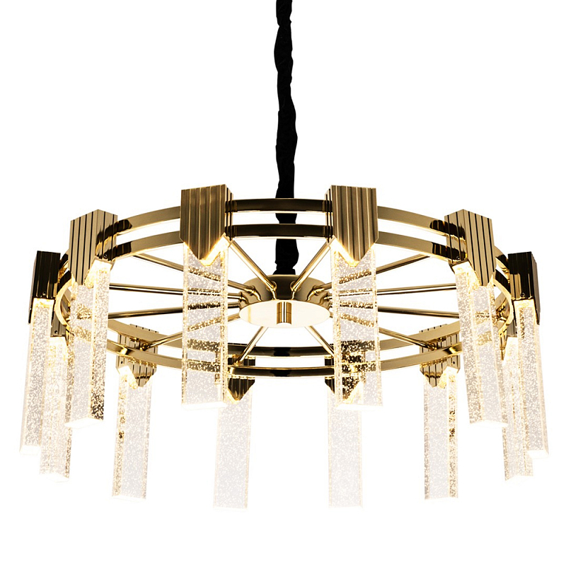 Люстра с прямоугольными хрустальными плафонами Glass Rectangles Gold Chandelier 60 Золотой Прозрачное Стекло Черный Люстра с прямоугольными хрустальными плафонами Glass Rectangles Gold Chandelier 60 Золотой Прозрачное Стекло Черный в Саратове | Loft Concept