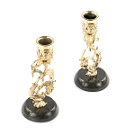 Подсвечники бронзовые на подставке из натурального камня нефрит Stone Candlestick варинант исполнения - 2 | Loft Concept в Саратове