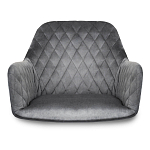 Барный стул со спинкой и подлокотниками на 4-х деревянных ножках Douglas Rhombus Серый Велюр варинант исполнения - 3 | Loft Concept в Саратове