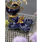 Менажница темно-синяя фарфоровая с бронзовой фигуркой ангела Eden Garden варинант исполнения - 2 | Loft Concept в Саратове