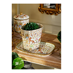 Кашпо с растительным и животным орнаментом на бронзовых ножках Turquoise Blooming Garden варинант исполнения - 8 | Loft Concept в Саратове