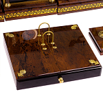 Настольный письменный набор с часами из природного камня обсидиана Royal Set варинант исполнения - 4 | Loft Concept в Саратове