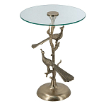Столик с круглой стеклянной столешницей и корпусом в виде двух павлинов на ветке Table Two Peacocks варинант исполнения - 1 | Loft Concept в Саратове