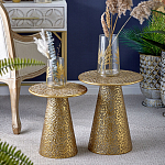 Журнальный столик с конусообразной основой и текстурной поверхностью золотого цвет Ethnic Metal варинант исполнения - 5 | Loft Concept в Саратове