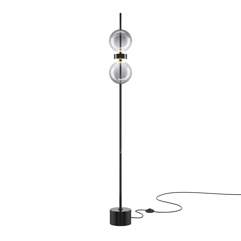 Напольный торшер светодионый Double Moon 3000К 15Вт Дымчатый (Smoke) Черный в Саратове | Loft Concept 