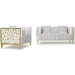 Кресло велюровое серое с фактурным каркасом золотистого цвета Best Traits варинант исполнения - 1 | Loft Concept в Саратове