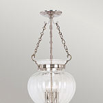 Подвесной светильник цвета никель с прозрачным ребристым стеклянным плафоном в классическом стиле Elstead Lighting варинант исполнения - 3 | Loft Concept в Саратове