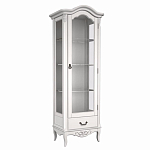 Витрина белая однодверная из массива бука с 4-мя полками и ящиком White Provence варинант исполнения - 1 | Loft Concept в Саратове