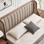 Кровать двуспальная с мягким изголовьем Moon Walnut Bed варинант исполнения - 5 | Loft Concept в Саратове