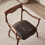 Стул деревянный с мягким сиденьем из коричневой натуральной кожи Moon Walnut Furniture варинант исполнения - 10 | Loft Concept в Саратове