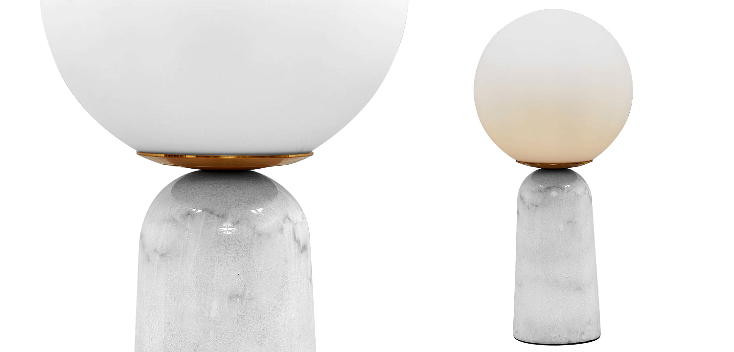 Настольная лампа Круглый стеклянный плафон на подставке из мрамора Brigitte Table Lamp Настольная лампа Круглый стеклянный плафон на подставке из мрамора Brigitte Table Lamp - Loft-Concept в Саратове
