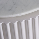 Тумбочка белая овальная с мраморной столешницей Thoroughbass варинант исполнения - 3 | Loft Concept в Саратове