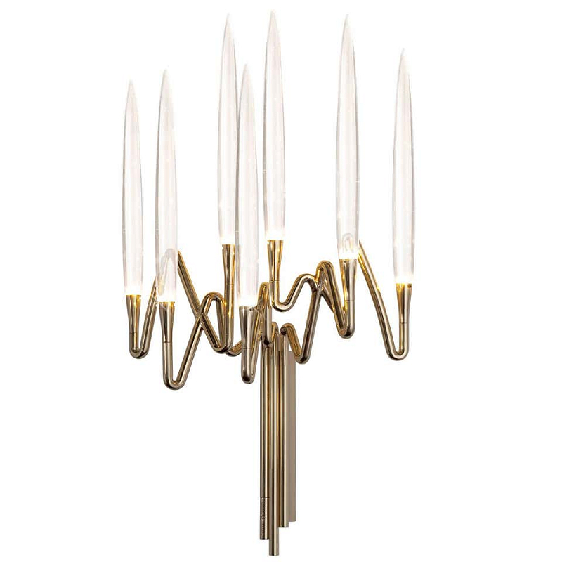 Бра Golden candle 3 Wall Sconce 7 ламп Прозрачный Золотой Бра Golden candle 3 Wall Sconce 7 ламп Прозрачный Золотой в Саратове | Loft Concept