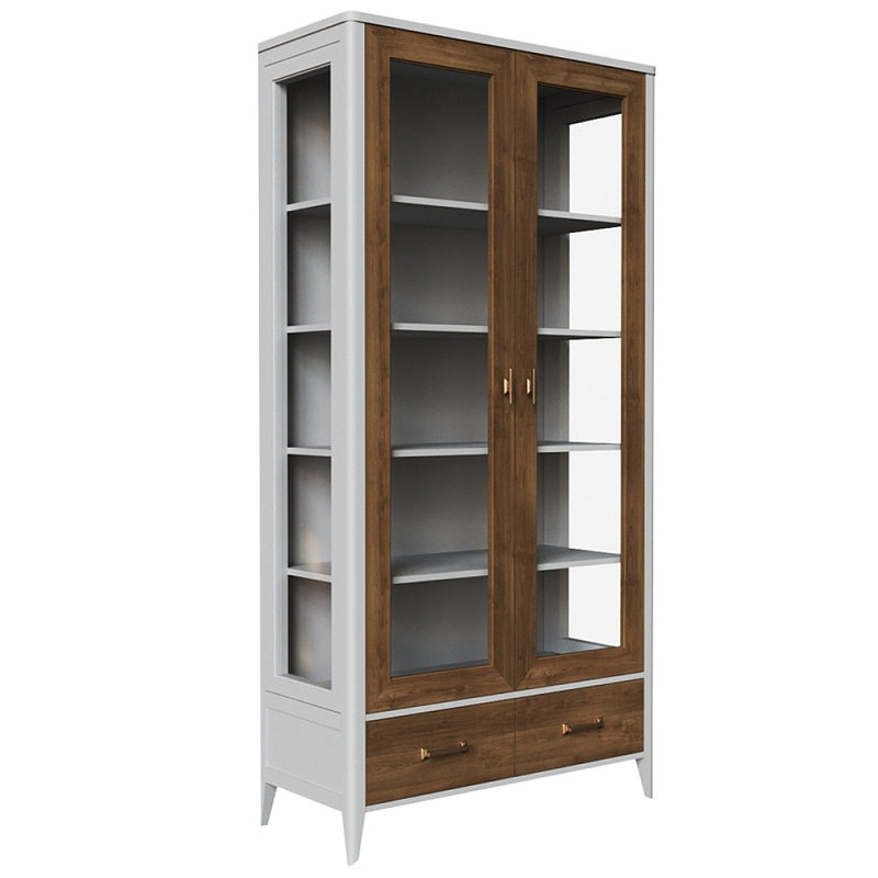 Витрина из массива бука двухдверная Tasteful Furniture Слоновая кость Дуб темный Прозрачное Стекло Витрина из массива бука двухдверная Tasteful Furniture Слоновая кость Дуб темный Прозрачное Стекло в Саратове | Loft Concept