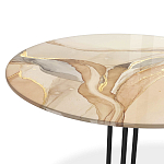 Стол журнальный круглый с бежевой столешницей из стекла Beige Marble варинант исполнения - 3 | Loft Concept в Саратове