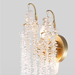 Бра с хрустальными прозрачными подвесками и круглым основанием золотого цвета FAIRYTREE Light варинант исполнения - 3 | Loft Concept в Саратове