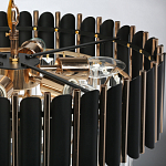 Люстра из черного металла с многоярусными подвесками из прозрачного хрусталя на золотой цепи Empire Black Chandelier Crystal варинант исполнения - 11 | Loft Concept в Саратове