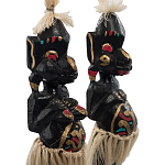 Комплект из 2-х деревянных статуэток Asmat Straw Headdress Statuettes Multicolor варинант исполнения - 5 | Loft Concept в Саратове
