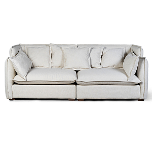 Диван с обивкой из ткани букле Salman Boucle White Sofa Белый