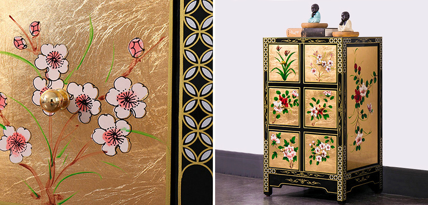 Тумба в Китайском стиле ручная роспись Black and Gold Chinese Nightstand Тумба в Китайском стиле ручная роспись Black and Gold Chinese Nightstand - Loft-Concept в Саратове