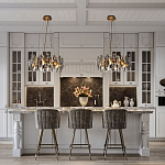 Люстра подвесная круглая с овальными подвесками из стекла дымчатого цвета Harlow Crystal Round варинант исполнения - 6 | Loft Concept в Саратове