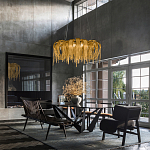 Люстра круглая подвесная с металлическими дугами и длинными цепочками 80 см Atlantis Chain варинант исполнения - 17 | Loft Concept в Саратове