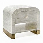 Тумбочка прикроватная с ящиком Tofino White Bone Inlay  Bedside Cabinet   варинант исполнения - 3 | Loft Concept в Саратове