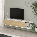 ТВ-тумба подвесная белая с полкой и откидной дверцей цвета древесины TONE TV STAND WHITE варинант исполнения - 2 | Loft Concept в Саратове