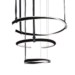 Люстра подвесная с 3-мя кольцами из кожаных ремней черного цвета Half Ring Horizontal  варинант исполнения - 1 | Loft Concept в Саратове