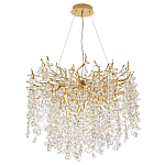 Люстра с хрустальными подвесками на металлических ветках Fairytree Light Gold Chandelier 14 варинант исполнения - 2 | Loft Concept в Саратове