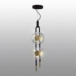 Подвесной светильник с 2-мя прозрачными стеклянными плафонами и золотистыми центральными вставками Virelia  варинант исполнения - 4 | Loft Concept в Саратове