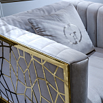 Кресло велюровое серое с фактурным каркасом золотистого цвета Best Traits варинант исполнения - 3 | Loft Concept в Саратове