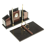 Настольный письменный набор из лемезита и змеевика с часами Royal Accessory варинант исполнения - 2 | Loft Concept в Саратове