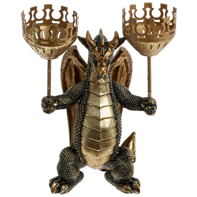 Подсвечник в виде дракона Dragon with Two Candlesticks Красный Золотой Черный Подсвечник в виде дракона Dragon with Two Candlesticks Красный Золотой Черный в Саратове | Loft Concept