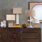 Настольная лампа с белым каркасом и тканевым абажуром Natural Stems варинант исполнения - 4 | Loft Concept в Саратове