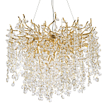 Люстра с хрустальными подвесками на металлических ветках Fairytree Light Gold Chandelier 14 варинант исполнения - 1 | Loft Concept в Саратове