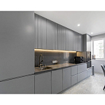 Прямой серый кухонный гарнитур с фрезерованным фасадом Idelle Kitchen Set варинант исполнения - 3 | Loft Concept в Саратове