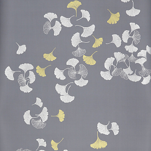 Обои ручная роспись Gingko Colourway SC-98 on Gun Metal dyed silk