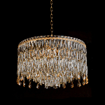 Люстра круглая с хрустальными подвесками на золотистом каркасе Roul Crystal Light варинант исполнения - 4 | Loft Concept в Саратове