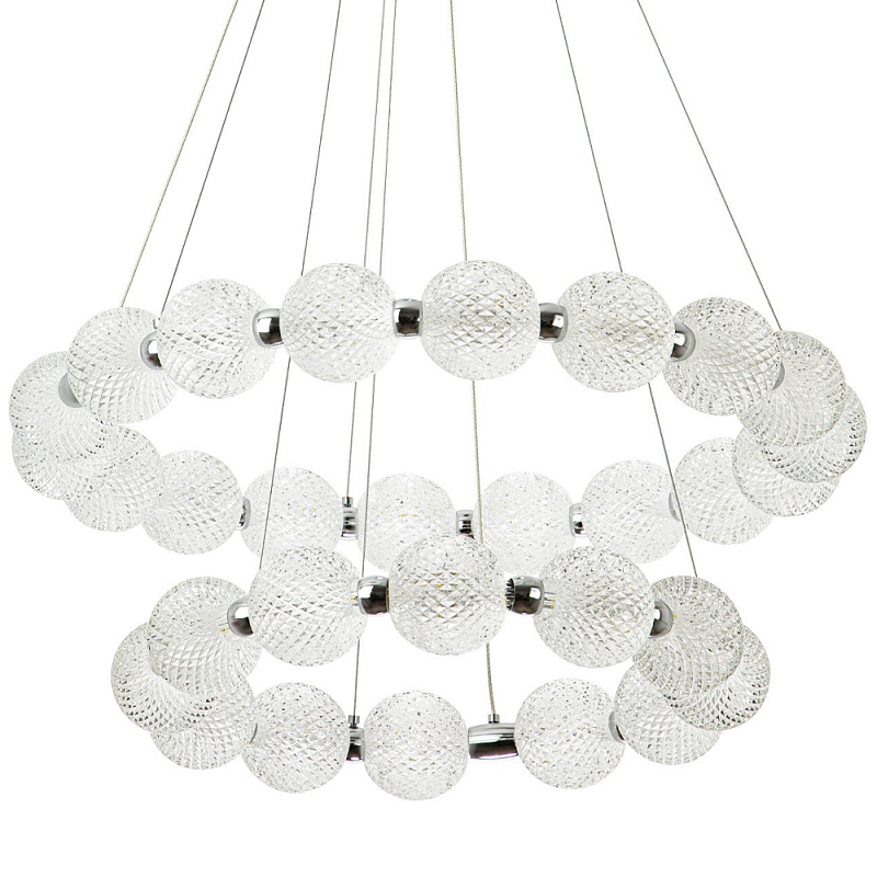 Светодиодная двухъярусная кольцевая люстра хром Crystal Globule Chandelier Chrome Прозрачный Металлик Светодиодная двухъярусная кольцевая люстра хром Crystal Globule Chandelier Chrome Прозрачный Металлик в Саратове | Loft Concept