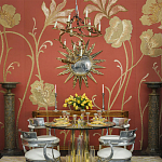 Обои с вышивкой ручной работы Deco Flowers Original colourway on wool sateen варинант исполнения - 1 | Loft Concept в Саратове