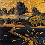 Кофейный стол с японским пейзажем Bohemia coffee table  варинант исполнения - 1 | Loft Concept в Саратове