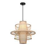 Подвесной светильник фигурный из деревянных прутьев с плафоном из натуральной ткани Light Inside the Cell варинант исполнения - 4 | Loft Concept в Саратове