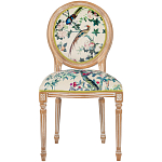 Стул из массива бука бежевый с изображением птиц и цветов Beige Green Chinoiserie Rose Garden Chair варинант исполнения - 1 | Loft Concept в Саратове